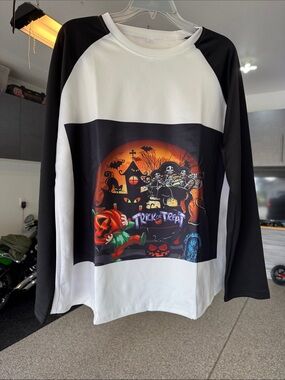 Halloween Trick-or-Treat Long-Sleeve Raglan Tee - Black & White